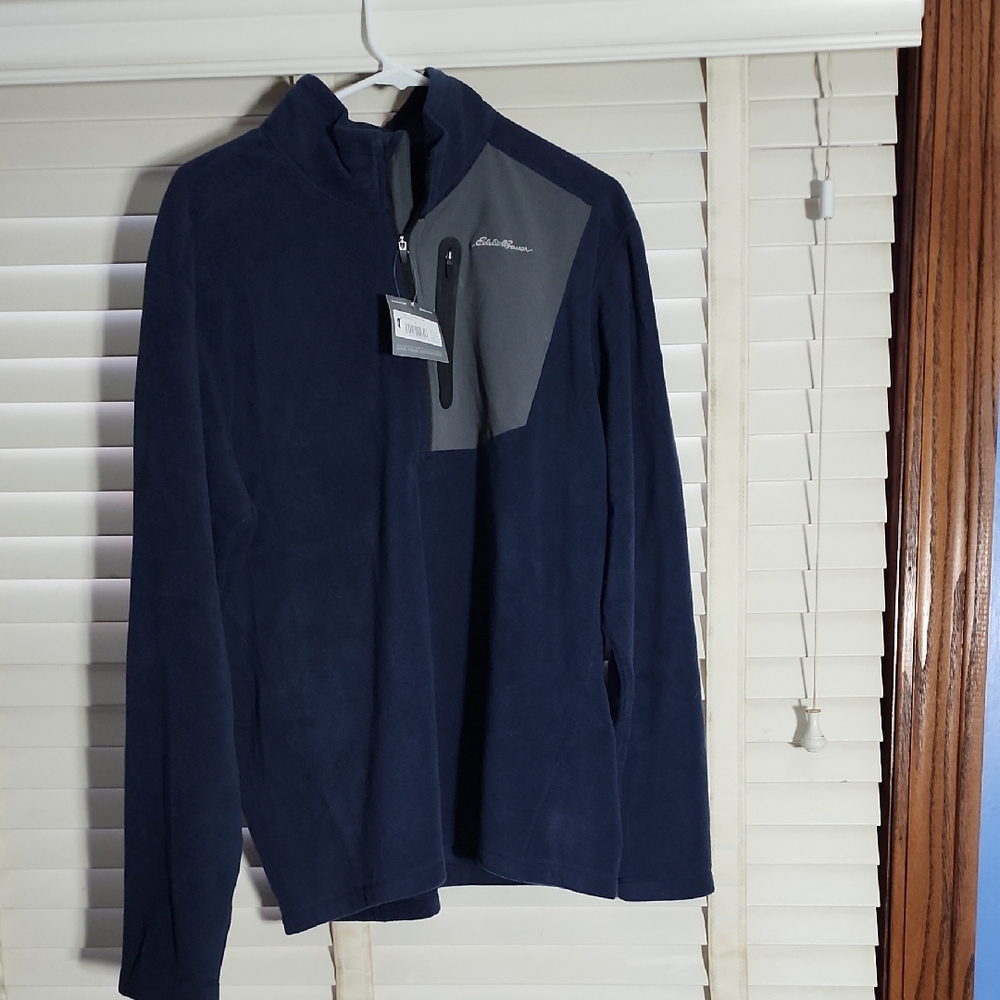 Eddie Bauer Dark Blue and Light Gray Fleece Jacket